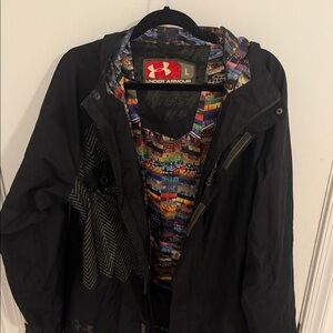 Under Armour Storm Ski Mens Large Black Jacket with Multicolor Interior & hood
